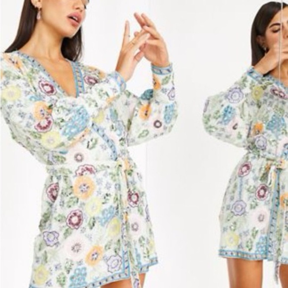 ASOS Fully Beaded Wrap Mini Dress NWT - Picture 8 of 8